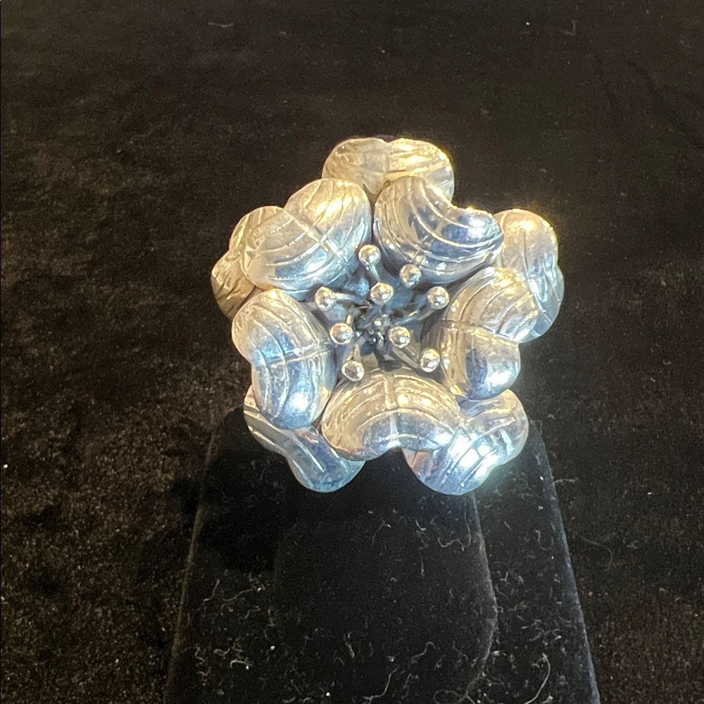 Silver Flower Statement Ring - image 1